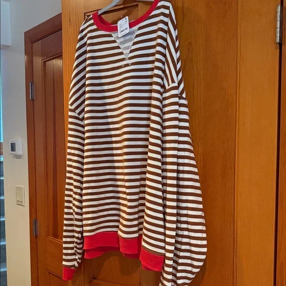 Free People Striped Brown and White Sweatshirt with Socks - Picture 4 of 4